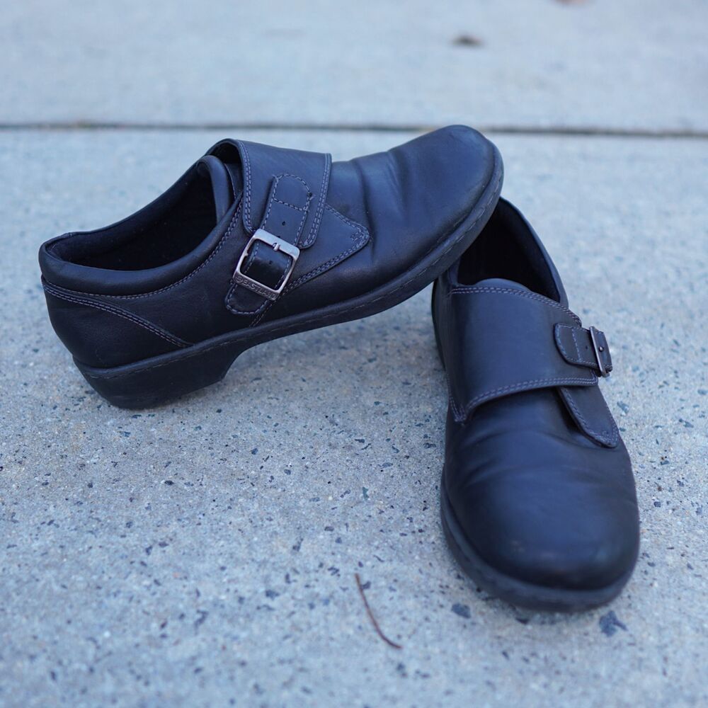 Eastland Sherri Monk Strap Clogs Black Chunky Goth Grunge 8.5 Dark Academia